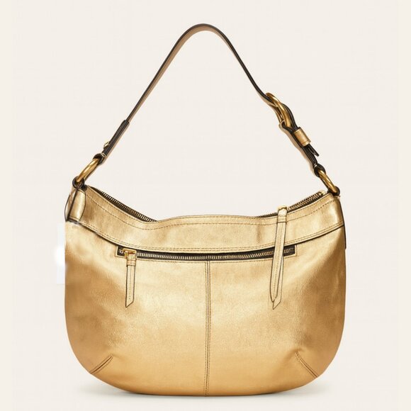 Vintage Coach Soho Pleated Leather Satchel Shoulder Bag F13747 Gold Metallic Y2k - Picture 5 of 10